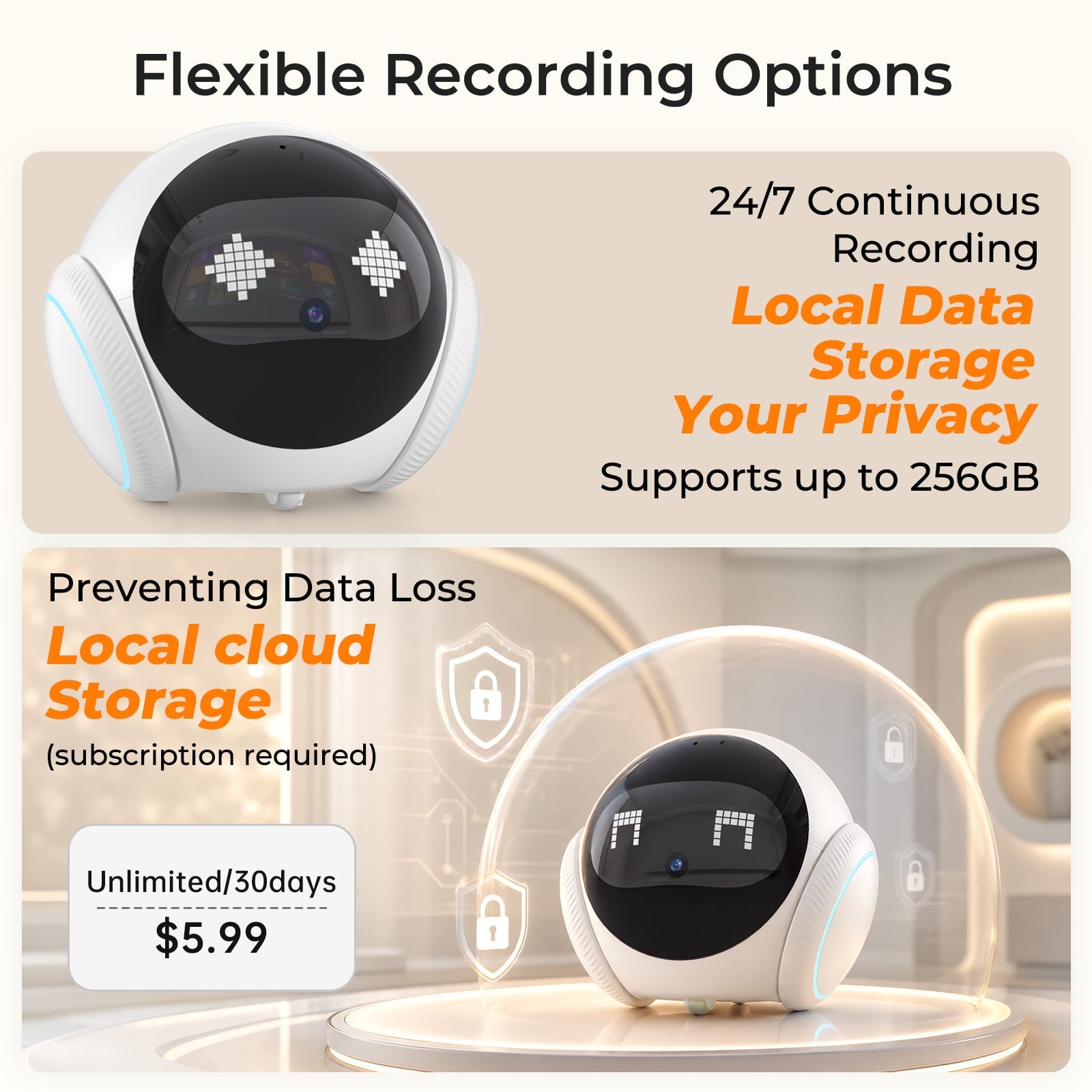VividEye 2K Pet Camera Robot with AI, Movable Indoor WiFi Cam, Whole-Home Auto Patrol, Auto-Recharge, 360° Pet Finder, 2-Way Audio, Bark & Sound Alerts for Dogs and Cats